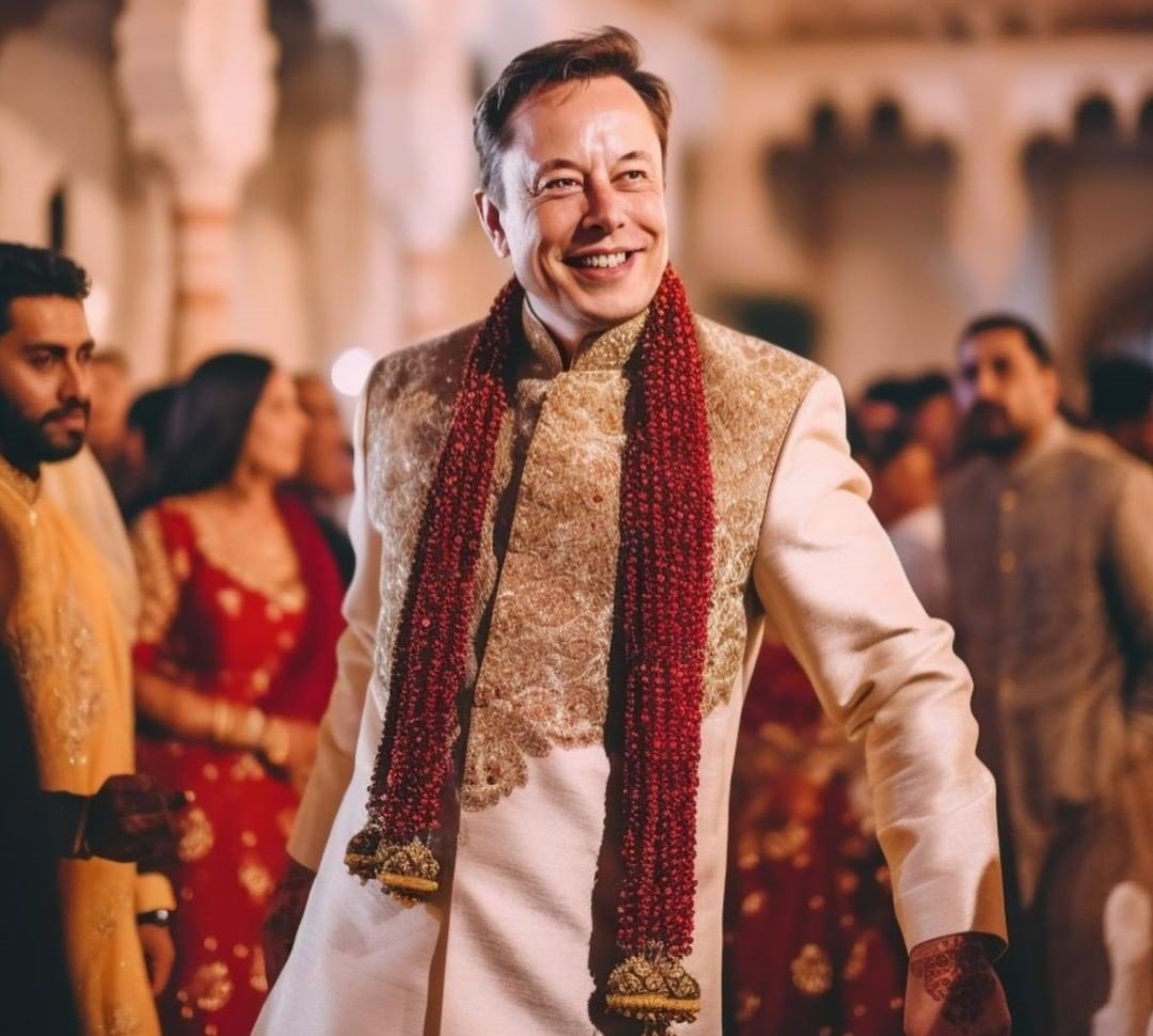 Tesla CEO Musk 'loves' his AI avatar in sherwani, Twitterati welcomes 'Indian groom'