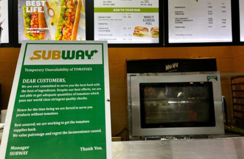 Some Subway India outlets drop tomatoes citing poor quality amid price surge